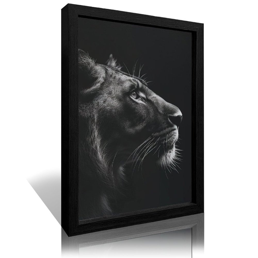 ZYSYML Black And White African Wild Animal Photo Wall Art Lion Picture Canvas Wall Poster Printing,Brave Inspirational Wall Art For Bedroom Living Room Decor Wood Black 16x24inch