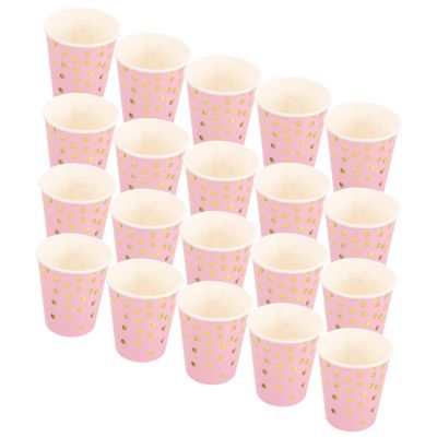 Alipis 20pcs Pink Paper Cups for Birthday Party Tableware Decor Supplies