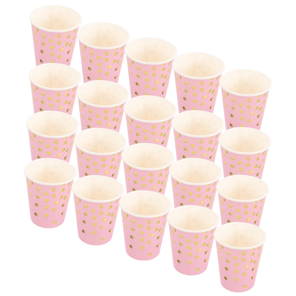 Alipis 20pcs Pink Paper Cups for Birthday Party Tableware Decor Supplies