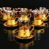 Handmade Gold Rimmed Foil Honeycomb Glasses Set of 6 (Wine, Champagne, Whisky, Fruit Juice, Beverage, Espresso, Tea Glasses) | Honeycomb Design Glasses | Suitable for Cold-Hot Drink (Hussedays) view 1