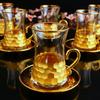 Handmade Gold Rimmed Foil Honeycomb Glasses Set of 6 (Wine, Champagne, Whisky, Fruit Juice, Beverage, Espresso, Tea Glasses) | Honeycomb Design Glasses | Suitable for Cold-Hot Drink (Hussedays) view 3