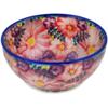 Polmedia Polish Pottery Bowl 6-inch UNIKAT - Blossoming Purple Harmony Pattern Handmade in Boleslawiec Poland by Ceramika Dalia + Certificate of Authenticity view 1
