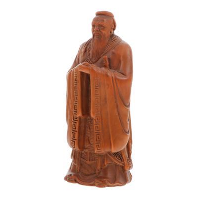 Cabilock Confucius Statue Unique Boxwood Craft Elegant Desktop Decoration and Stable Table Ornament Fine Carving for Home Office