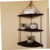 Cabilock 1pc Fan Shaped Wall Shelf Decorative Hanging Shelves Rope Board Solid Wooden Wall Hanging Rack for Living Room view 2