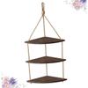 Cabilock 1pc Fan Shaped Wall Shelf Decorative Hanging Shelves Rope Board Solid Wooden Wall Hanging Rack for Living Room view 4