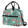 Bivxisrvo Cute Mushroom Leaf Print Lunch Cooler Bag Freezable for Kids 5-10Y Waterproof Oil-proof Lunch Box Backpack for Children, Meal Bag Lunch Box for Middle School University view 3