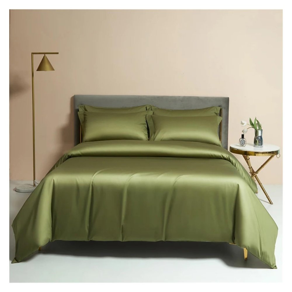 QuKan Bed, Luxury Bedding Set 1000TC Egyptian Cotton Bed Linens Twin Quilt Duvet Cover Pillowcase King Size Flat Sheet, MM-102