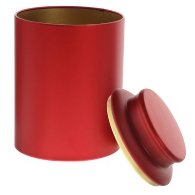GRIRIW Airtight Tea Tin Canister with Elegant Design Small Red Metal Storage Jar for Loose Leaf Tea and Beads Scratch Moisture Resistant