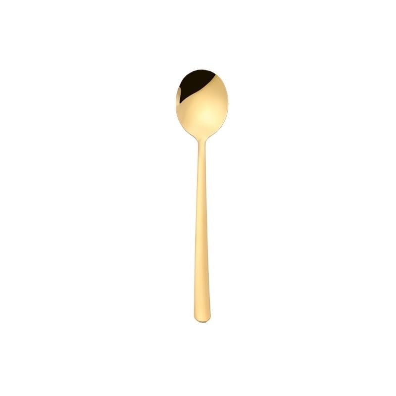 HIDEERPPY Silverware Set, 1/4/6/8/10/12 Pieces Stainless Steel Spoons Household Soup Spoons Long Handle Spoons, Home Flatware Set (Color : GOLDEN, Size : 4Pcs)