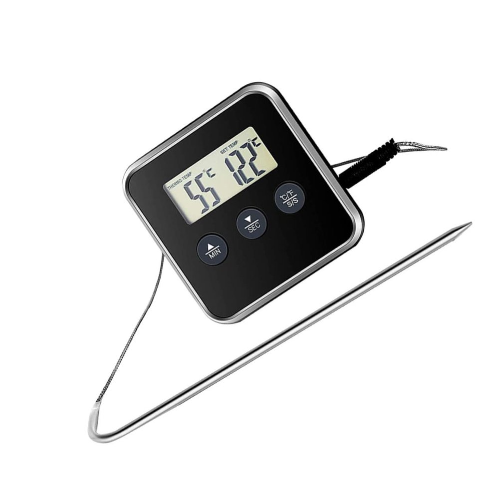LABRIMP Kitchen Instant Read Meat Thermometer Digital Timer Accurate Food Temperature Gauge for BBQ Oven Grill Cooking Easy Fahrenheit Celsius Conversion Stable Design for Home Use