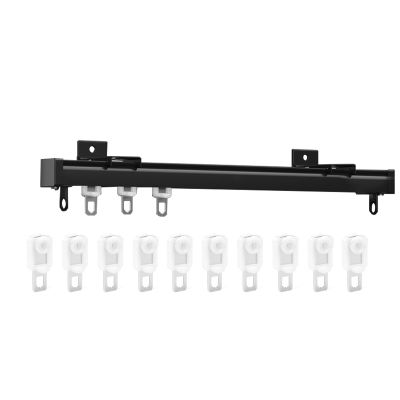 Aluminium Alloy Track for Curtains, Curtain Track, Wall Mount Curtain Rail, Room Divider Curtain Rod, Shower Curtain Rod, with Mute Rollers, for Bathroom, Bedroom ( Color : Black , Size : 2.5m/8ft )