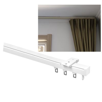 Aluminum Curtain Rail, Ceiling Track, Heavy Curtain Rod, Decorative Curtain Rail, Ceiling Track for Curtains, with Mute Rollers, for Room Divider, Shower Curtain, Windows ( Color : White , Size : 4m/1