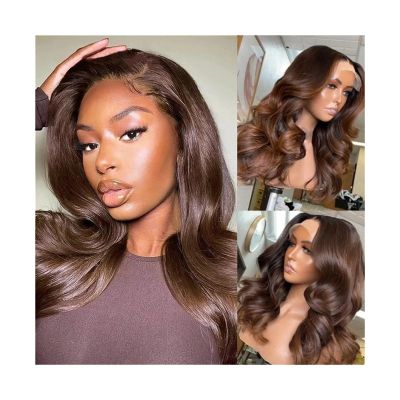 Ashtray Dark Brown Body Wave 13x4 Lace Front Wigs Human Hair Pre Plucked with Baby Hair Chocolate Brown Color 150% Brazilian Remy Hair Lace Frontal Wig Indoors outdoor Ash Tray ( Color : Dark Brown 15