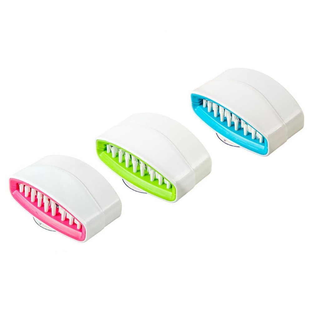 Beaupretty 3-Pack Removable Cleaning Brush Set with Suction Cup for Kitchen Sink Cutlery Fork Chopsticks 4.33X2.36X1.18 Inch Scrubber for Household Cleaning