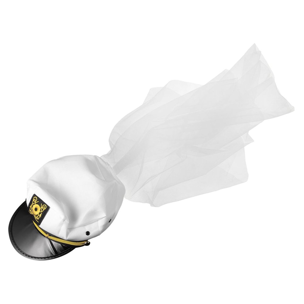 HOOTNEE Bridal Sailor Hat with Veil for Bachelorette Party Eye-catching Wedding Headpiece for Bride Stylish Beach Party Accessory Unique Charm and Elegance