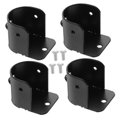 HOOTNEE 4pcs Closet Pole Flange Holders Iron Closet Rod Bracket for Wardrobe Bathroom Laundry Room Easy Installation Black Flange Socket