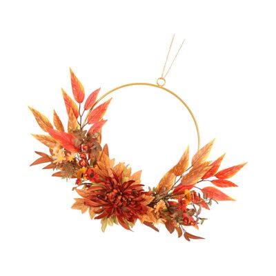 PRETYZOOM 1pc Autumn Maple Leaf Wreath Artificial Chrysanthemum Garland for Thanksgiving Home Decoration Creative Fall Decor No Maintenance Required for Seasonal Celebrations
