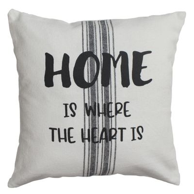 Home Collections by Raghu - Home Grain Sack Black and White Pillow, Measuring 14x14 inches. Crafted from Cozy Cotton, it adds Rustic Charm to Any Space