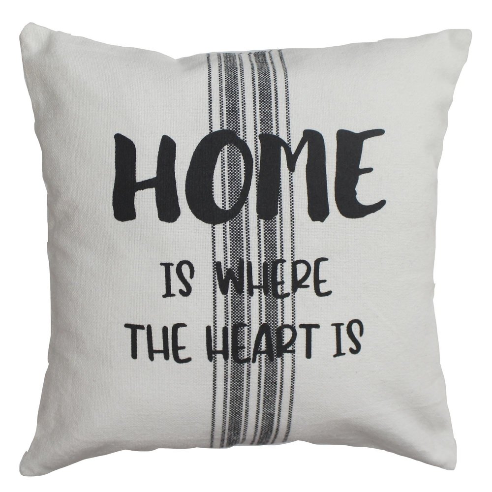 Home Collections by Raghu - Home Grain Sack Black and White Pillow, Measuring 14x14 inches. Crafted from Cozy Cotton, it adds Rustic Charm to Any Space