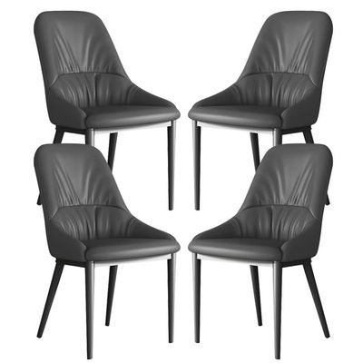 AYARNA Kitchen Dining Chairs Set of 4,Leather Marriage Room Balcony Sofa Chair Sturdy Carbon Steel Legs Dressing Table Makeup Chair(Gray)