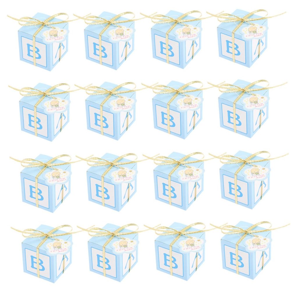 FRCOLOR 50sets Candy Boxes for Shower and Wedding Treats Elegant Gable Design Ribbons and Cards Festive Packaging for Candies and Snacks for Celebrations and Parties