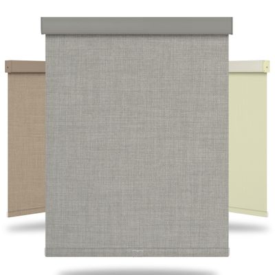 SEEUNANA Free-Stop Cordless Blackout Roller Shades for Windows,Linen Fabric Roller Blinds with Cassette Valance,Thermal Insulated UV Protection Window Blinds for Home Office. Light Grey.22 W x 72" H