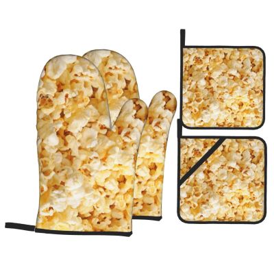Xsovgoi Popcorn Oven Mitts and Pot Holders Sets of 4 Heat Resistant with Inner Cotton Layer
