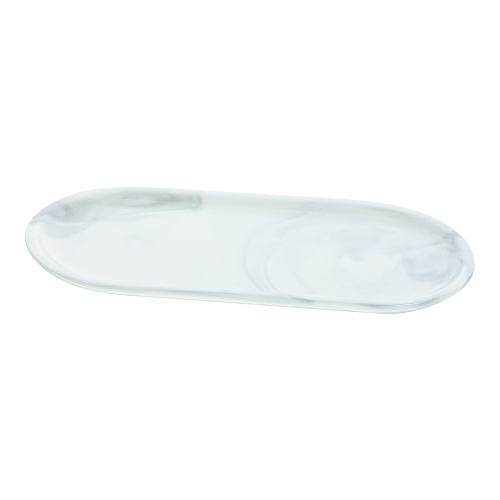 Ciieeo 1pc Ceramic Jewelry Tray Marble Design Elegant Bathroom Storage Plate for Toiletries Jewelry Home Decor Sturdy Easy to Clean for Any Room White