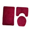 Ciieeo U-Shaped Toilet Rug Set Three Piece Bathroom Mat Set Nonslip Bathtub Rug Flannel Embossed Soft Comfortable for Bathroom view 1