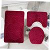 Ciieeo U-Shaped Toilet Rug Set Three Piece Bathroom Mat Set Nonslip Bathtub Rug Flannel Embossed Soft Comfortable for Bathroom view 4