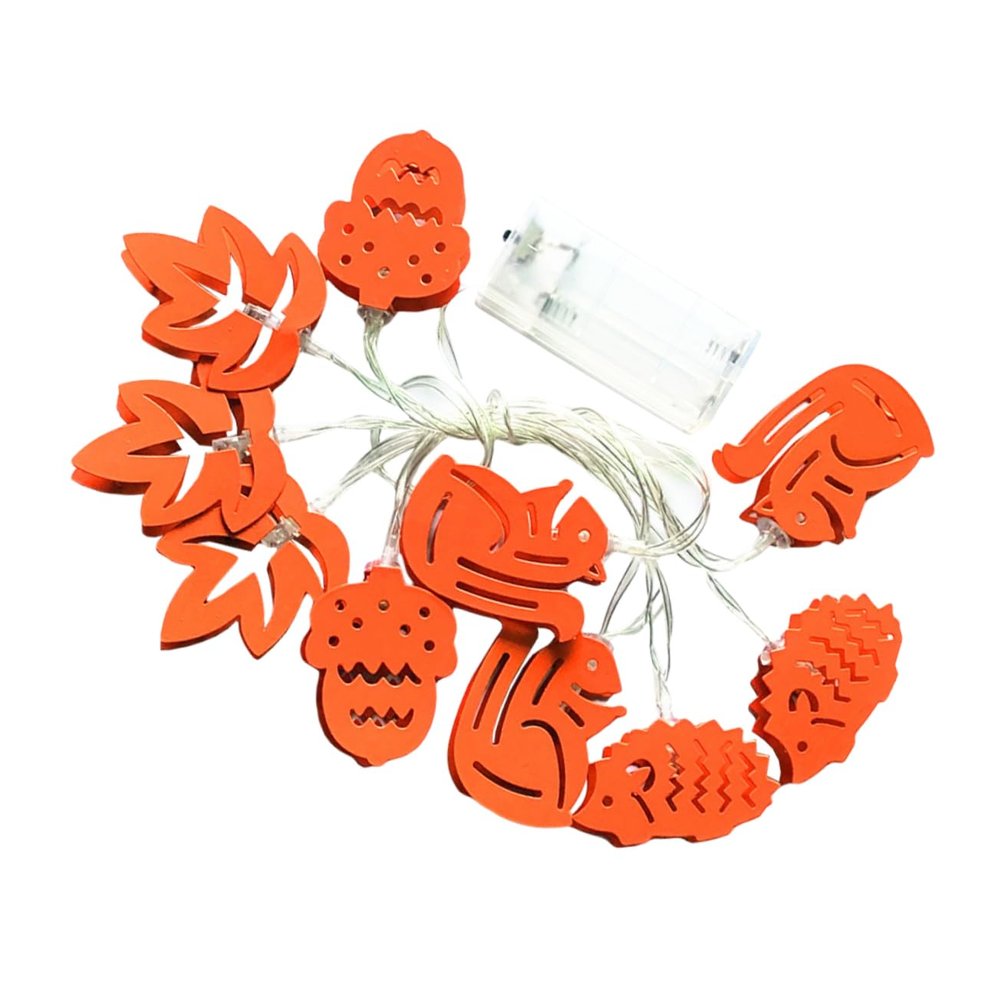 LED String Lights with Iron Squirrel Hedgehog Maple Leaf Pine Cone Decor