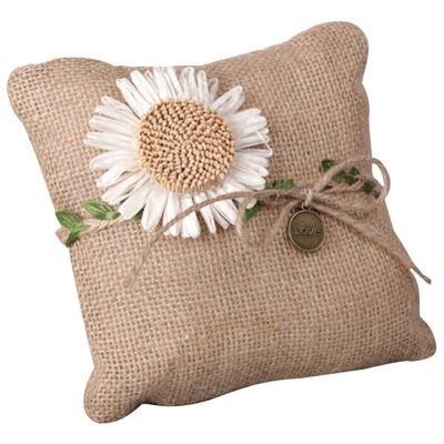 Alipis Burlap Wedding Ring Pillow Holder Romantic Ring Cushion for Wedding Ceremony Soft Design