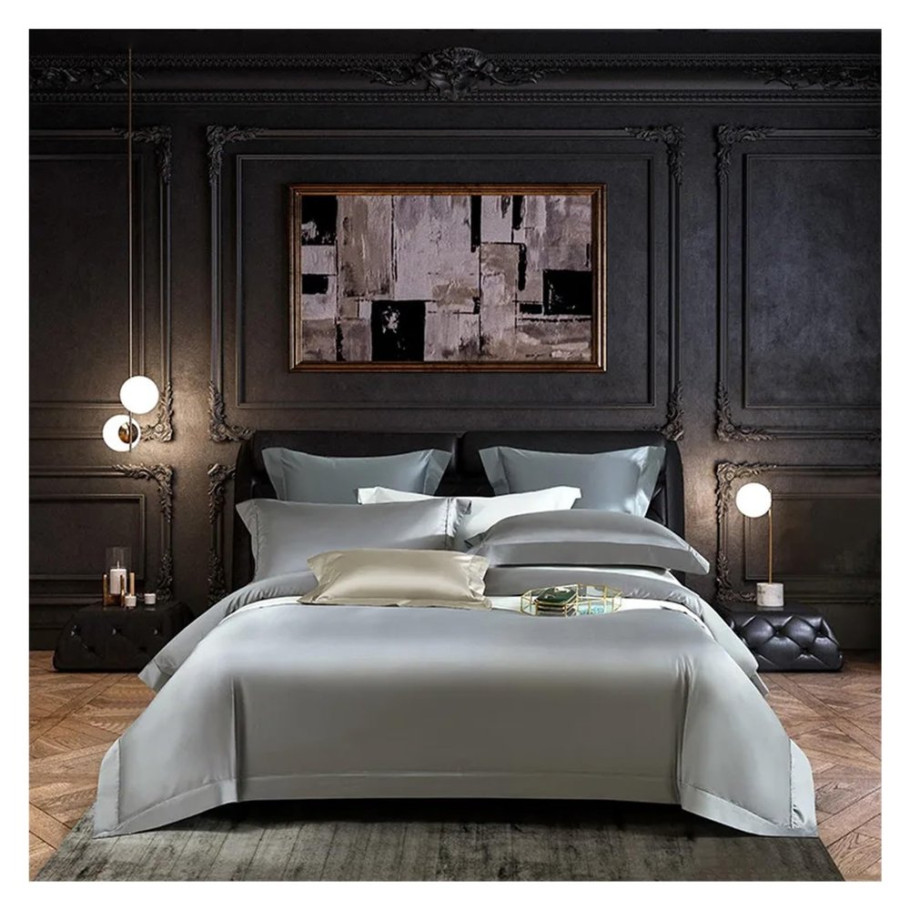 Bed, Cream Color 1400TC Egyptian Cotton Bedlinen Queen King Size Duvet Cover Pillowcase Flat Sheet