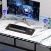 BELWEIS I Shape Computer Gaming Desk,Ergonomic Gaming Desk for PC K-Shaped Computer Workstation,Home Office Desk Table Gamer Workstation,Simple Gaming Table,White-L 120CM, Black view 2