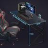 BELWEIS I Shape Computer Gaming Desk,Ergonomic Gaming Desk for PC K-Shaped Computer Workstation,Home Office Desk Table Gamer Workstation,Simple Gaming Table,White-L 120CM, Black view 4