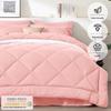 Newspin California King Comforter Set Pink - Bed in a Bag California King Size 8 Pieces, All Season Bed Set, Fluffy Comforter Set with Sheets, Sheet Set Quilt Blanket, Pillowcases & Shams & Bed Skirt view 3
