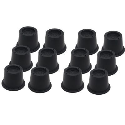 Longzhuo Bed Risers, 12 Pack 1.8" Round Load 1300 lbs Adjustable Furniture Risers, Stackable Furniture Lifts Risers Accessories for Sofa, Table, Bed, Couch, Chair, Desk, Cabinet etc, Black