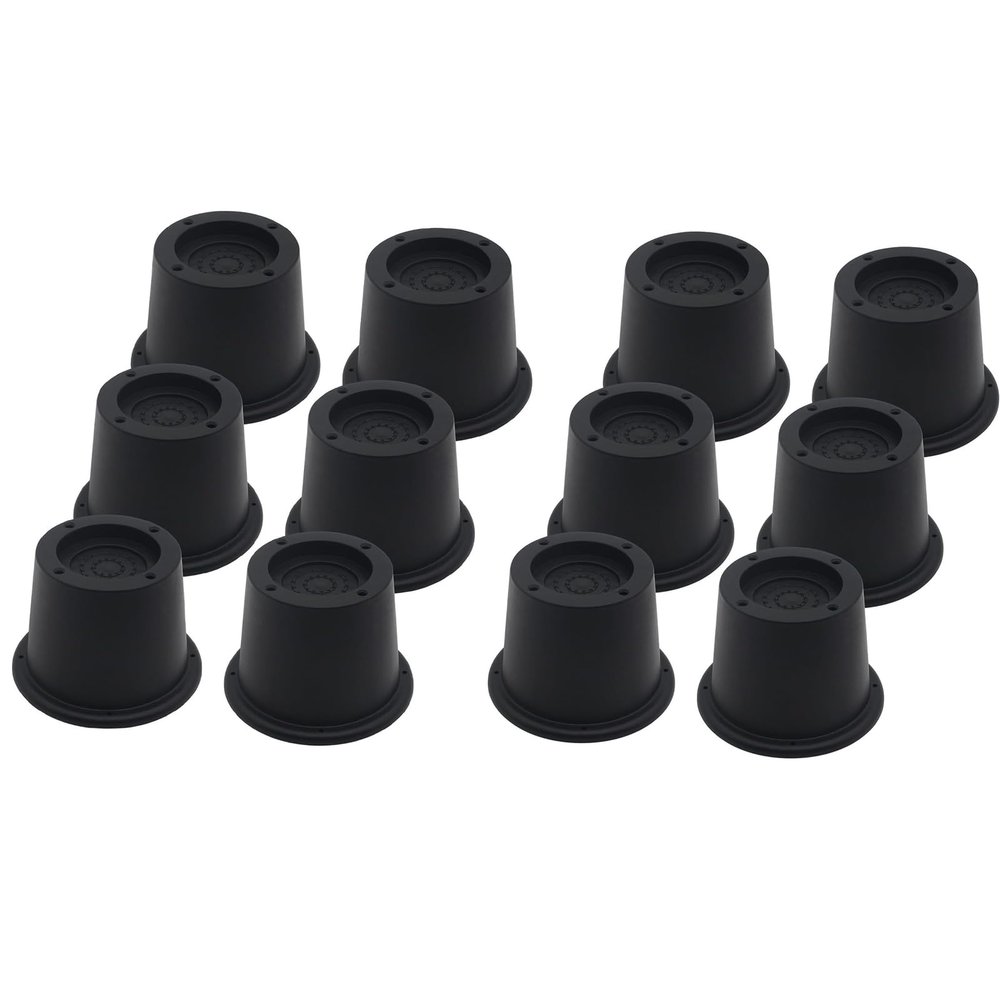 Longzhuo Bed Risers, 12 Pack 1.8" Round Load 1300 lbs Adjustable Furniture Risers, Stackable Furniture Lifts Risers Accessories for Sofa, Table, Bed, Couch, Chair, Desk, Cabinet etc, Black