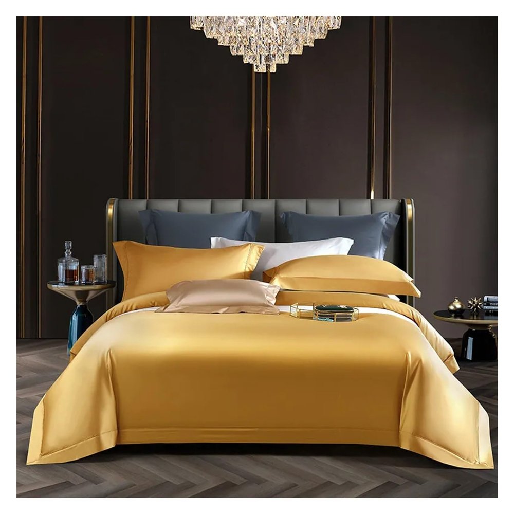 Bed, Cream Color 1400TC Egyptian Cotton Bedlinen Queen King Size Duvet Cover Pillowcase Flat Sheet