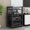 4-Tier Movable AV Media Stand Corner Wooden Corner Component Cabinet Stereo Audio Rack, Rack Audio Tower with Adjustable Shelves, Multifunctional Media Stereo Stand CD Player for Home/Office/Theater ( view 1