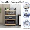 4-Tier Movable AV Media Stand Corner Wooden Corner Component Cabinet Stereo Audio Rack, Rack Audio Tower with Adjustable Shelves, Multifunctional Media Stereo Stand CD Player for Home/Office/Theater ( view 3