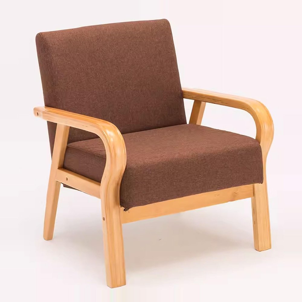 Accent Chair High Backrest Solid Wood Legs Armchair Upholstery Living Room Leisure Reading Chair (Color : A)