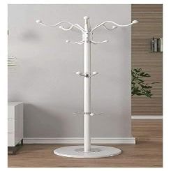hanger Elegant Coat Racks Free Standing Coat Rack entryway Standing Metal Coat Stand Heavy Duty Marble Base Coat Rack hook (Color : White, Size : 36.5 * 172cm)