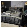 Bed, 1200TC Silk Cotton Bedding Set Silkly Duvet Cover Pillowcase Flat/Fitted Sheet with Rubber Queen King Size 4pcs view 3