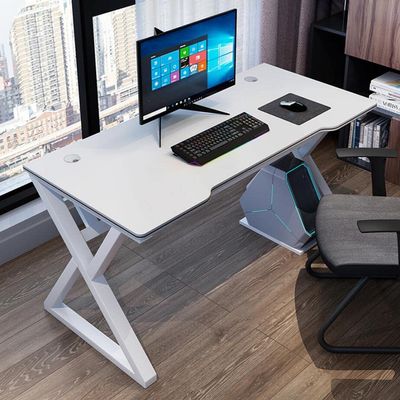 BELWEIS Simple Game Table I Shaped Gamer Workstation,PC Computer Desk Game Table Z Shaped Gamer Workstation with Wire Mesh Home Office Desk Table Gamer Workstation,White-L 140CM