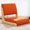 Tatami Floor Chair, Living Room Chair Floor Seat, Solid Wood Floor Chair with Back Support Japanese Style Legless Lazy Chair Portable Single Chair Seat with Cushion, 48*45*36cm, Orange view 1