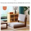 Tatami Floor Chair, Living Room Chair Floor Seat, Solid Wood Floor Chair with Back Support Japanese Style Legless Lazy Chair Portable Single Chair Seat with Cushion, 48*45*36cm, Orange view 4