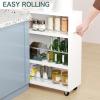ALBAD Slim Rolling Cart,4-Tier Storage Cart with Wheels,7.9W Slim Storage Cart with Handle for Kitchen Laundry Narrow Places Bathroom Dining Room Small Spaces view 3