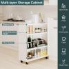 ALBAD Slim Rolling Cart,4-Tier Storage Cart with Wheels,7.9W Slim Storage Cart with Handle for Kitchen Laundry Narrow Places Bathroom Dining Room Small Spaces view 4