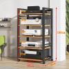 5-Tier AV Media Stand Corner Wooden Corner Component Cabinet Stereo Audio Rack, Adjustable Open Wooden Audio Video Media Cabinet for Home/Office/Audio Video/DJ/Theater, 50x40x100cm view 2
